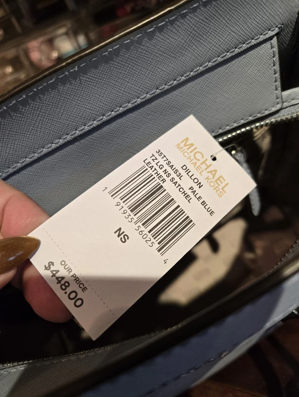 MICHAEL KORS Light Blue Saffiano Leather Tote